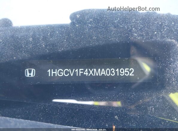 1HGCV1F4XMA031952 2021 HONDA ACCORD White 
