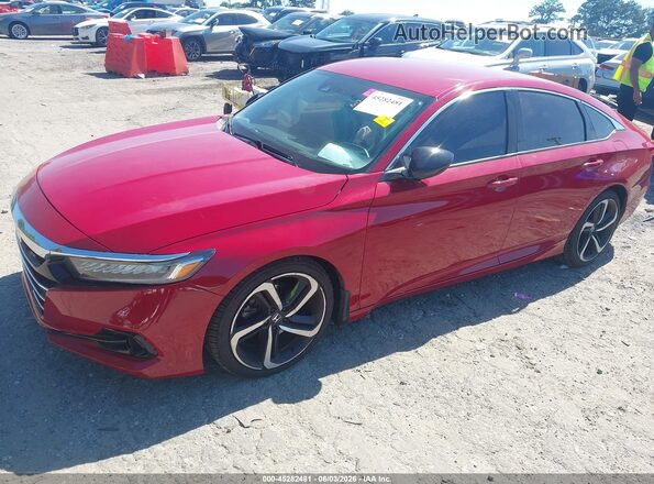 1HGCV1F4XMA119187 2021 HONDA ACCORD Red Առջևի ձախ երեք քառորդ տեսարան