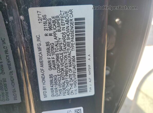 1HGCV1F51JA073804 2018 HONDA ACCORD Black 