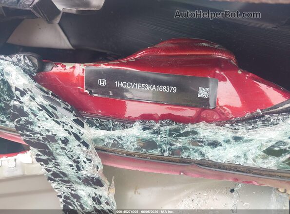 1HGCV1F53KA168379 2019 HONDA ACCORD Maroon Engine compartment view