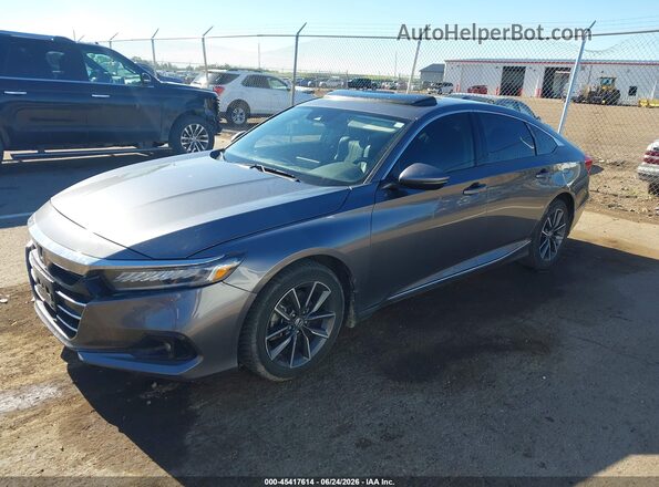 1HGCV1F55MA064737 2021 HONDA ACCORD Gray წინა მარცხენა ხედი სამი მეოთხედიდან