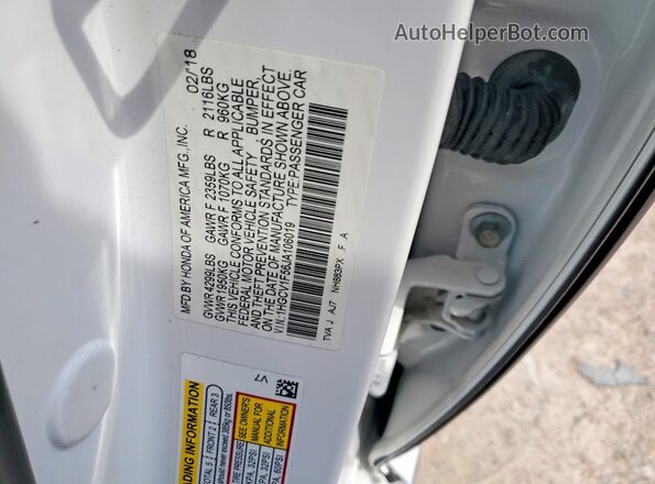 1HGCV1F56JA106019 2018 HONDA ACCORD White Շարժիչի բաժամունքի տեսք