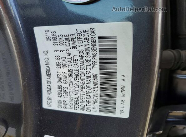 1HGCV1F57LA005087 2020 HONDA ACCORD Charcoal Widok komory silnika