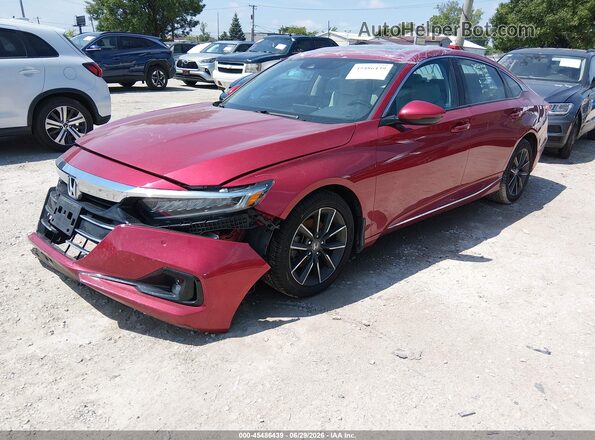1HGCV1F59MA003004 2021 HONDA ACCORD Red Առջևի ձախ երեք քառորդ տեսարան