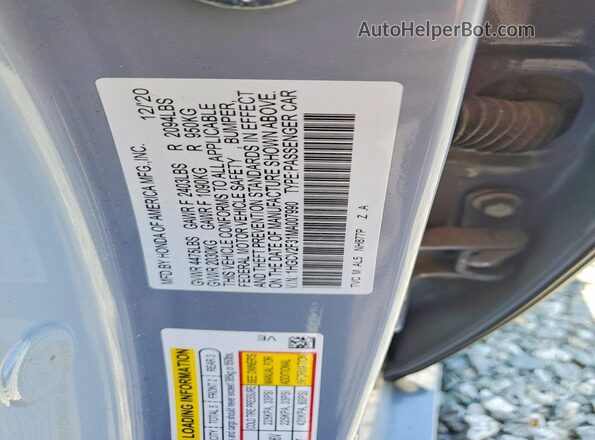 1HGCV2F31MA007990 2021 HONDA ACCORD Silver ძრავის განყოფილების ხედი