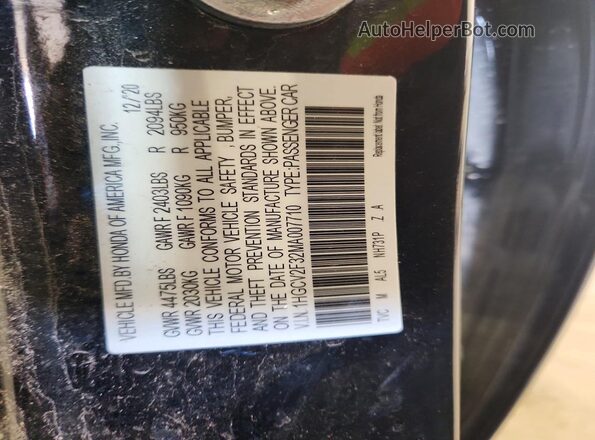 1HGCV2F32MA007710 2021 HONDA ACCORD Black 