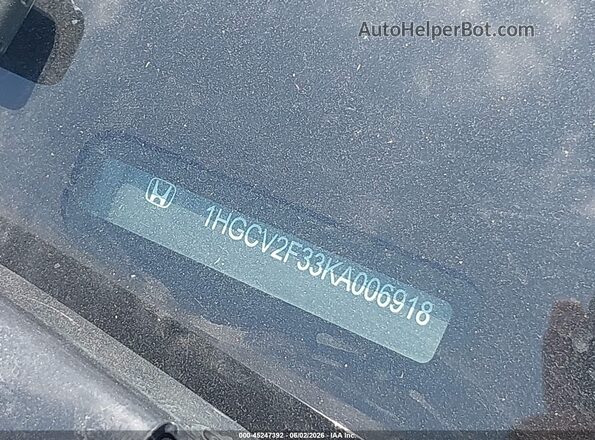 1HGCV2F33KA006918 2019 HONDA ACCORD Gray 