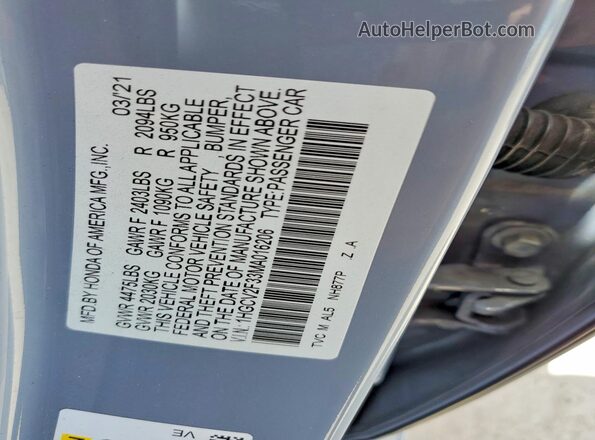 1HGCV2F33MA016206 2021 HONDA ACCORD Gray Engine compartment view