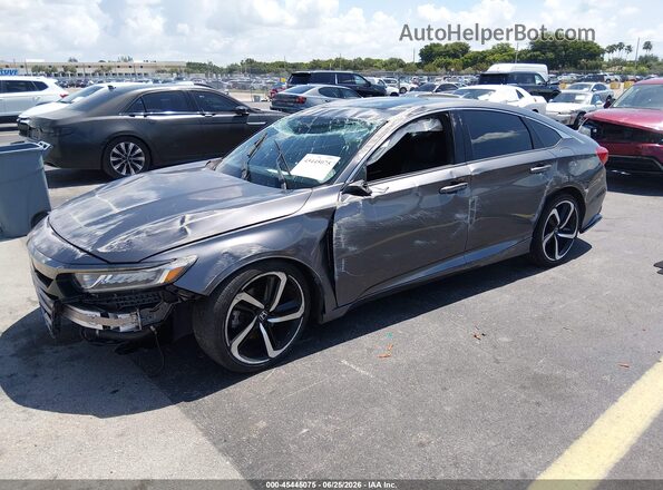 1HGCV2F36JA052841 2018 HONDA ACCORD Gray Առջևի ձախ երեք քառորդ տեսարան
