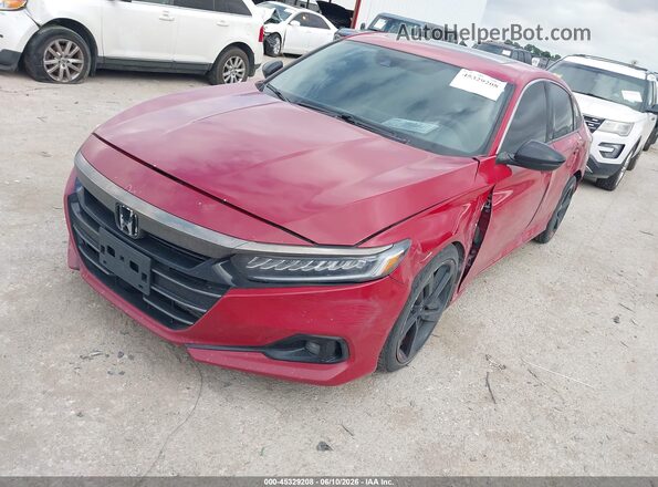 1HGCV2F36MA009671 2021 HONDA ACCORD Красный Передняя левая четверть