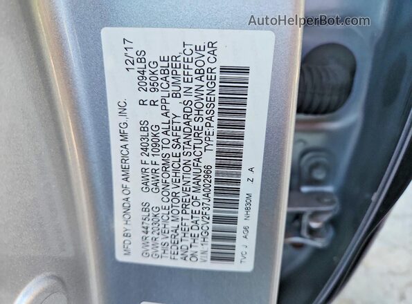 1HGCV2F37JA002966 2018 HONDA ACCORD Silver Widok komory silnika