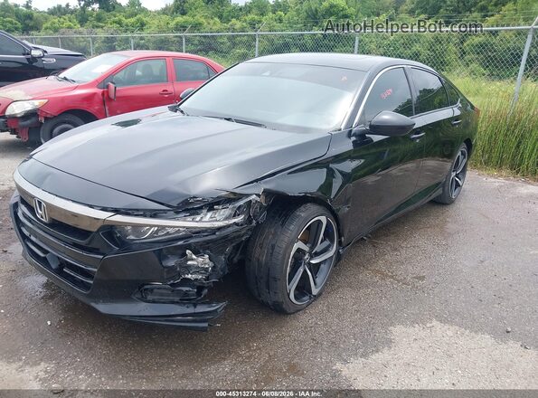 1HGCV2F38JA051819 2018 HONDA ACCORD Black წინა მარცხენა ხედი სამი მეოთხედიდან