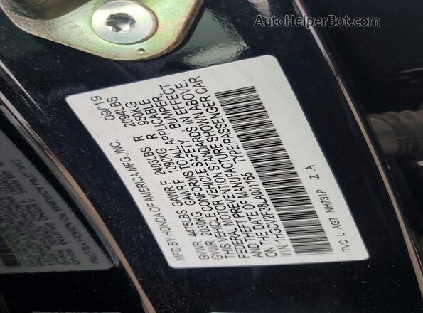 1HGCV2F38LA001165 2020 HONDA ACCORD Black VIN sticker view
