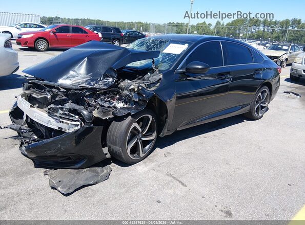1HGCV2F38MA010482 2021 HONDA ACCORD Black წინა მარცხენა ხედი სამი მეოთხედიდან