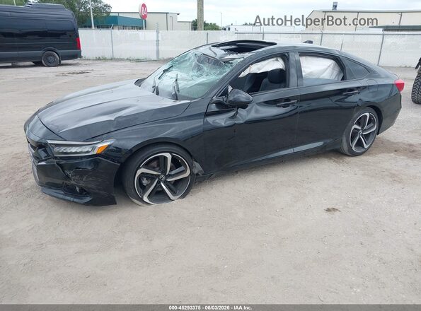 1HGCV2F38MA010823 2021 HONDA ACCORD Black Vista tres cuartos delantera izquierda