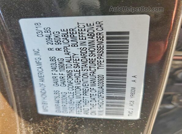 1HGCV2F50JA030920 2018 HONDA ACCORD Green ძრავის განყოფილების ხედი