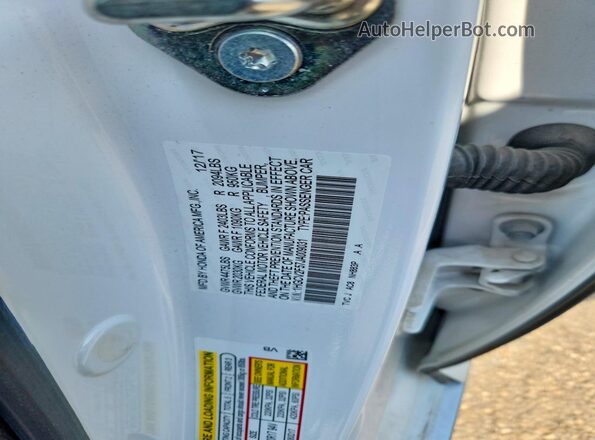 1HGCV2F57JA009031 2018 HONDA ACCORD White Շարժիչի բաժամունքի տեսք