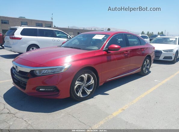 1HGCV2F58JA000788 2018 HONDA ACCORD Red Առջևի ձախ երեք քառորդ տեսարան