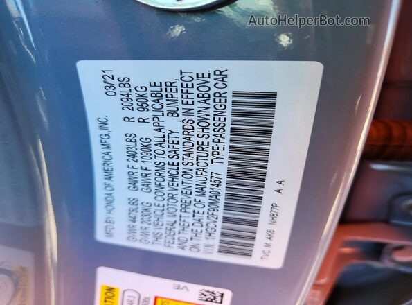 1HGCV2F90MA014577 2021 HONDA ACCORD Gray Շարժիչի բաժամունքի տեսք