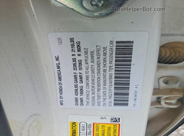 1HGCV2F94MA008670 2021 HONDA ACCORD White 