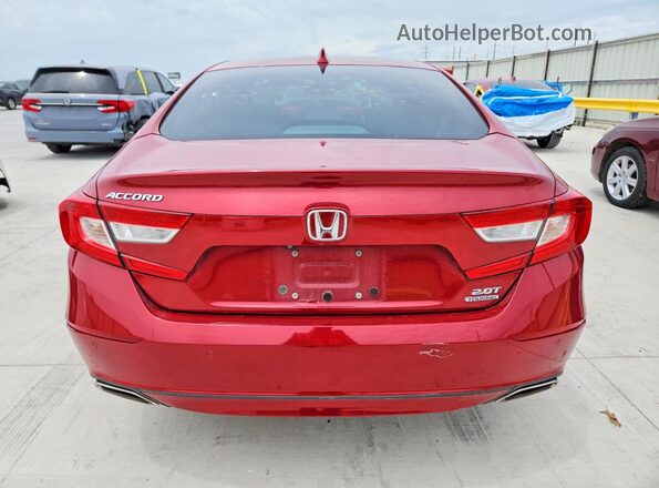 1HGCV2F95JA035016 2018 HONDA ACCORD Red Rear view