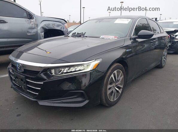 1HGCV3F18MA017646 2021 HONDA ACCORD HYBRID Black Vista tres cuartos delantera izquierda
