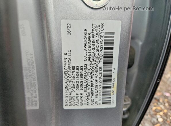 1HGCV3F25NA027836 2022 HONDA ACCORD Silver 