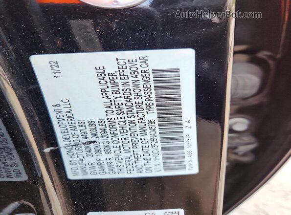 1HGCV3F25NA045785 2022 HONDA ACCORD Black Շարժիչի բաժամունքի տեսք