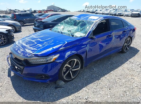 1HGCV3F28NA041665 2022 HONDA ACCORD Blue Առջևի ձախ երեք քառորդ տեսարան