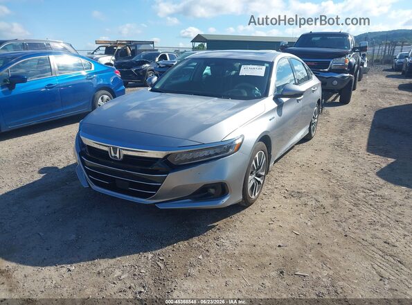1HGCV3F57NA002074 2022 HONDA ACCORD HYBRID Silver წინა მარცხენა ხედი სამი მეოთხედიდან