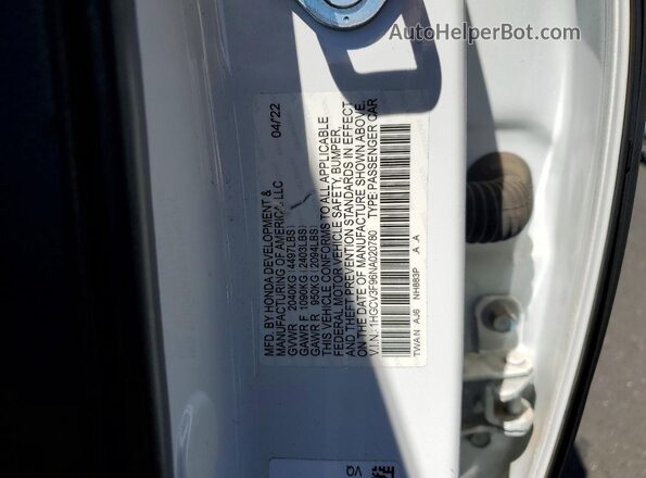 1HGCV3F96NA020780 2022 HONDA ACCORD White 