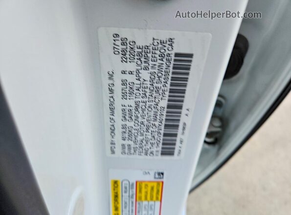 1HGCV3F97KA019102 2019 HONDA ACCORD White Widok komory silnika