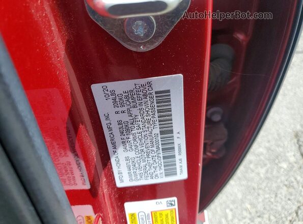 1HGCV3F97MA000102 2021 HONDA ACCORD Red Շարժիչի բաժամունքի տեսք