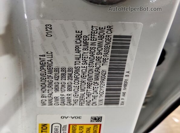 1HGCY1F21PA004231 2023 HONDA ACCORD White Widok naklejki z numerem VIN