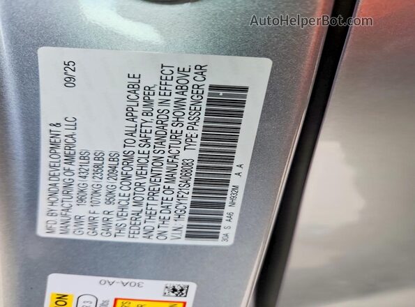 1HGCY1F21SA068083 2025 HONDA ACCORD Silver 
