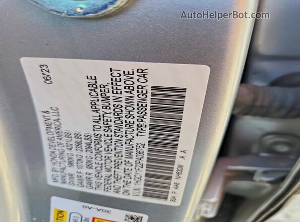 1HGCY1F22PA036752 2023 HONDA ACCORD Серебряный Вид наклейки с VIN-кодом