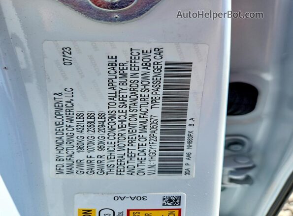 1HGCY1F23PA050577 2023 HONDA ACCORD White Vista del compartimento del motor