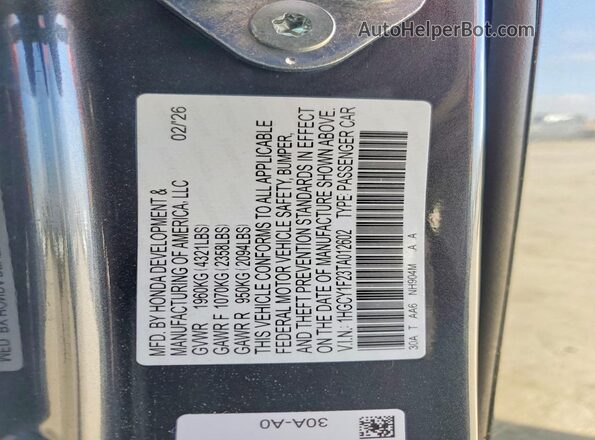 1HGCY1F23TA012602 2026 HONDA ACCORD Gray 