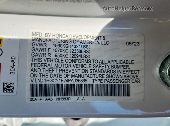 1HGCY1F24PA036865 2023 HONDA ACCORD Белый Вид подкапотного пространства