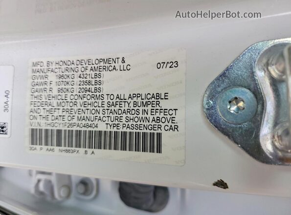 1HGCY1F26PA048404 2023 HONDA ACCORD White 