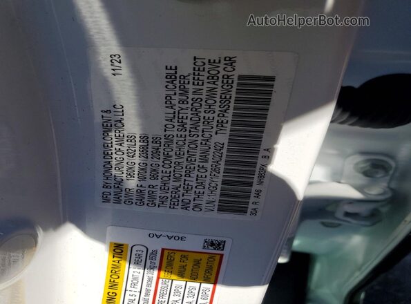 1HGCY1F26RA022422 2024 HONDA ACCORD White Engine compartment view