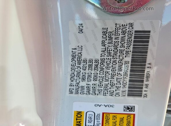 1HGCY1F29RA058783 2024 HONDA ACCORD White Vista del compartimento del motor