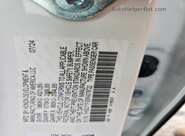 1HGCY1F30RA078722 2024 HONDA ACCORD White 