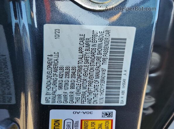 1HGCY1F33RA014187 2024 HONDA ACCORD Gray Widok komory silnika