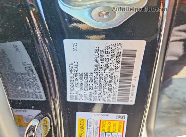 1HGCY1F34PA022103 2023 HONDA ACCORD Black Շարժիչի բաժամունքի տեսք