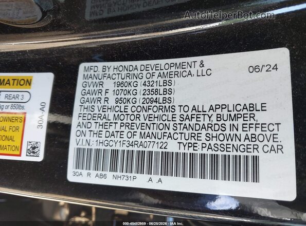 1HGCY1F34RA077122 2024 HONDA ACCORD Black Engine compartment view