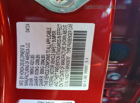 1HGCY1F36RA056787 2024 HONDA ACCORD Red 