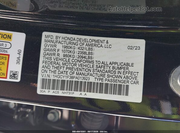 1HGCY1F38PA013923 2023 HONDA ACCORD Black Շարժիչի բաժամունքի տեսք