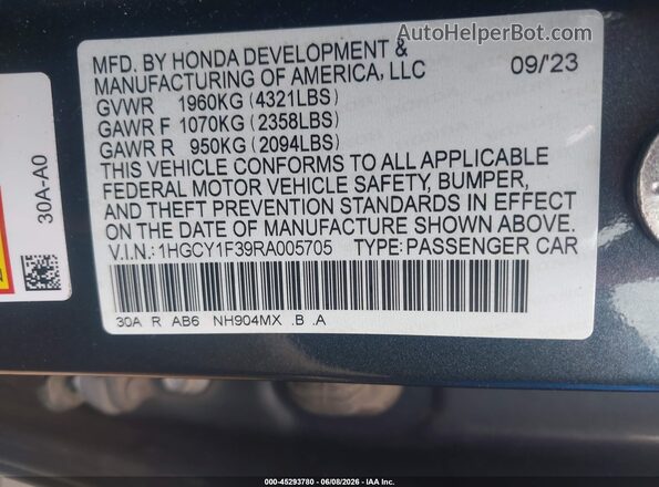 1HGCY1F39RA005705 2024 HONDA ACCORD Серый Вид подкапотного пространства
