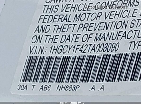 1HGCY1F42TA008090 2026 HONDA ACCORD Белый Вид подкапотного пространства
